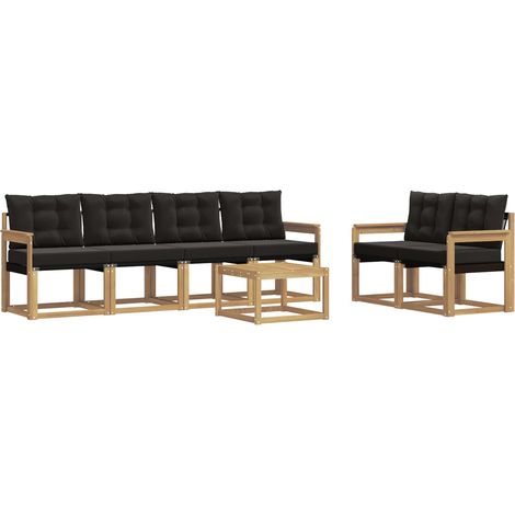 Conjunto de sofás de exterior con cojín 7 pcs Blanco y Negro vidaXL (1/5)