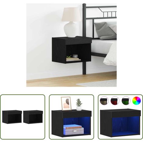 Meuble TV LED - Ensemble meuble TV avec LED 2 pcs Chêne noir 40 x 30 x 30 cm (1/5)