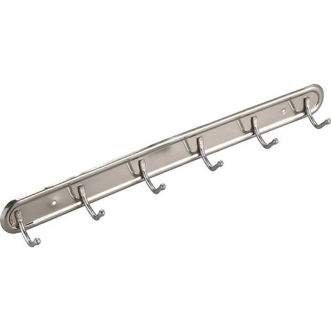 Household Metal Wall Mounted 6 Hooks Towel Rack Hanger 15" Long-- (1/5)