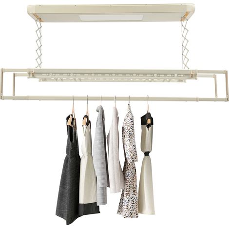 Étendoir électrique rétractable – 35 kg, 8 barres + 2 tiges, LED, télécommande – Pour balcon, buanderie, salle de bain