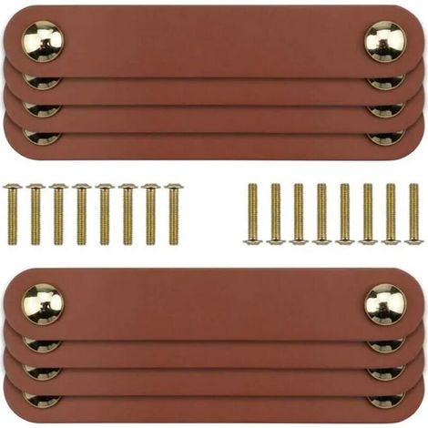 8 Pices Poignee Cuir Poignes de Tiroir en Cuir Poignee Cuir pour Poignee de Meuble Cuisine avec 22mm Vis pour Meubles (1/4)