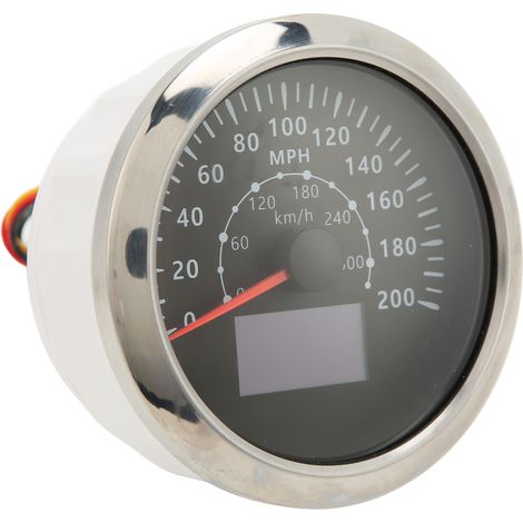 Compteur de vitesse GPS 85 mm, 0-200 mph (0-300 km/h), étanche IP67, odomètre numérique avec rétroéclairage couleur pour camping-cars et bateaux, noir (1/5)