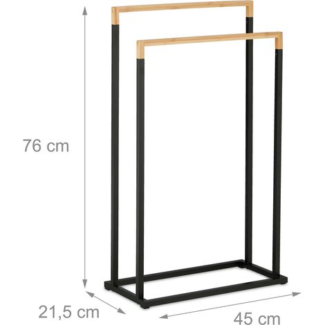 Portasciugamani decorativo moderno con 2 barre sfalsate 65 x 50 x 10 cm in ferro naturale 130015455