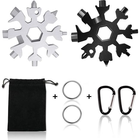 ZOLGINAH Outil Multifonction Flocon de Neige 18 en 1, 2Pcs Mini Tournevis Passe-partout en acier inoxydable Outil multifonction pour Voyages Quotidien Cadeau Créativité (1/5)