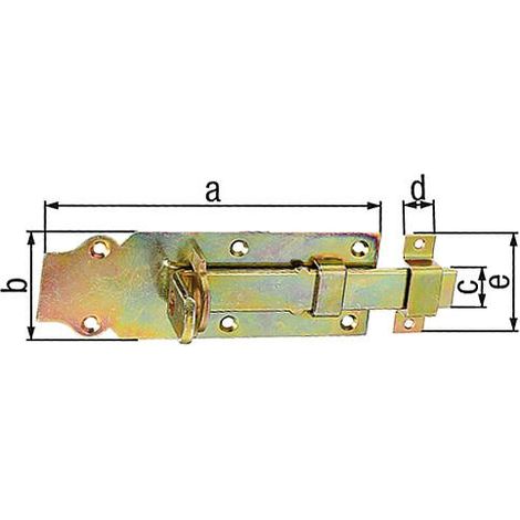 Verrou porte cadenas, avec passant fixe, 160x55mm, jaune galva (1/4)