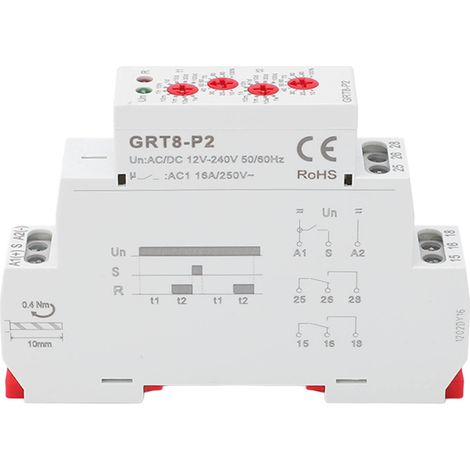 Relais temporisé à impulsions miniature pour rail DIN - Coque ABS ignifuge - 12V‑240V AC/DC (1/5)