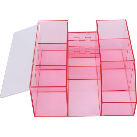 Boîte de rangement grande capacité pour outils de greffe de cils, nail art et tatouage (rose transparent) (1/5)