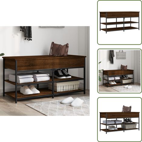 Banc à chaussures chêne marron 100x42,5x50 cm bois d'ingénierie - Banc À Chaussures - Banc Coffre - Rangement Chaussures - Meuble Entrée - Banc Design