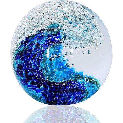 Figurines en Verre Soufflé à la Main en Forme de Boule de l'Océan - Presse-Papier pour Bureau, Décoration d'Intérieur, Objet de Collection, Décoration d'Aquarium, Amateurs (1/5)