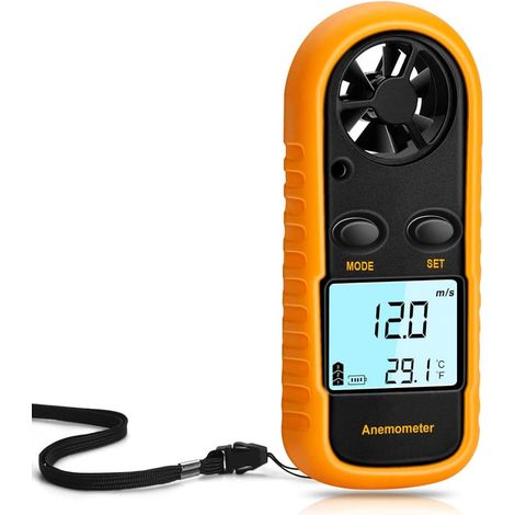 Tragbares Anemometer, leichtes digitales Anemometer, Drachenanemometer und Thermometer mit digitaler LCD-Anzeige.