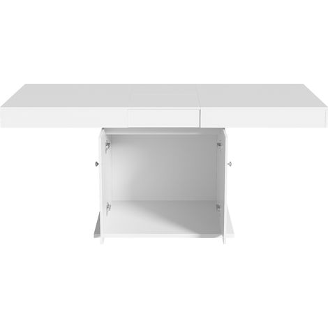 Table moderne en Panneaux de particules, couleur Blanc, 180 x 80 x 76 cm, pour salon, chambre et bureau, de qualité supérieure (1/5)