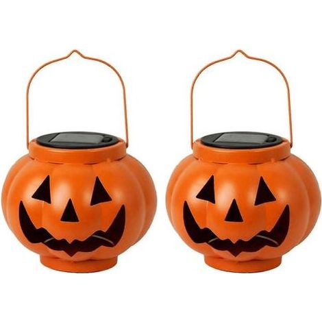 Lanterne citrouille solaire, étanche pour extérieur, déco jardin et porche Halloween, 2 pièces (1/5)