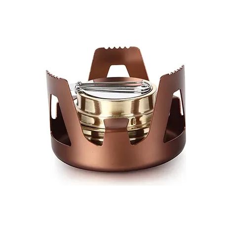 Réchaud à alcool miniature d'extérieur, 4 couleurs, ultra-léger, brûleur à alcool, réchaud de camping pliable et portable, idéal pour le camping et la randonnée. (1/5)