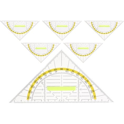 Règles triangulaires pour dessin technique, jeu de 6 mesure en (1/5)