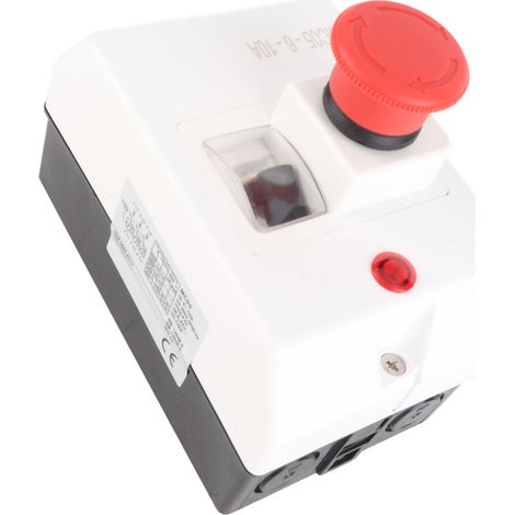Disjoncteur étanche IP55 avec bouton d'arrêt d'urgence et voyant lumineux, 6-10 A, 230/240 V, 400/415 V, 500 V, 690 V (1/5)