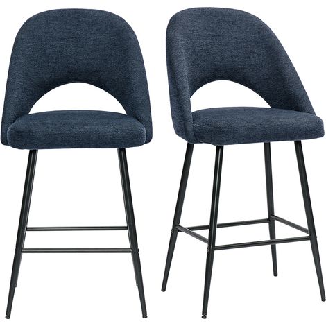 Barhocker aus dunkelblauem Samt-Effekt-Stoff H65 cm (2er-Set) COSETTE
