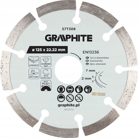 Disco da taglio diamante Graphite 57t308 125 mm 12200 giri