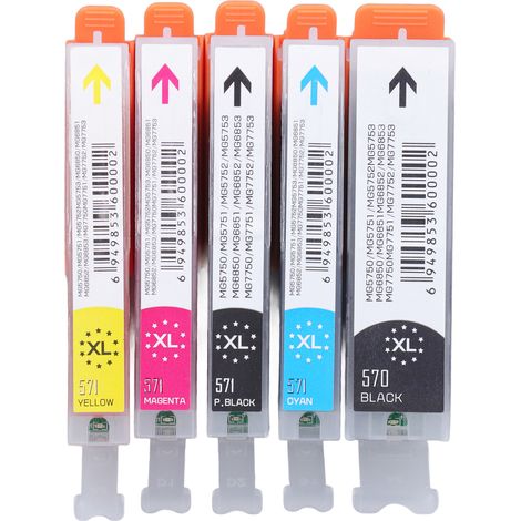 Cartouches rechargeables haute capacité PP pour PIXMA MG5750 MG5751 MG5752 MG5753 MG6850 MG6851 (1/5)