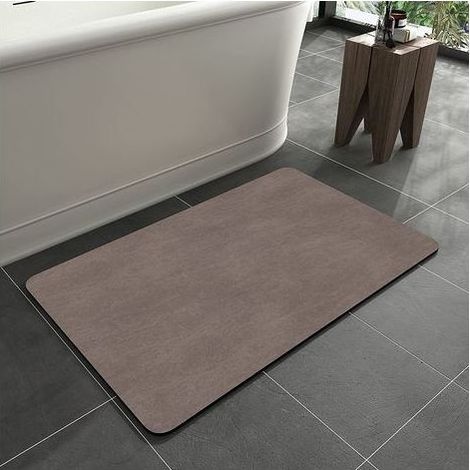 Saugfähige Kieselgur-Badematte, minimalistisch, einfarbig, rutschfest, schnelltrocknend, weiche Badematte für Eingangsbereich, Badewanne, Haustür, Bett, Sofa, Wohnzimmer (Braun, 50 x 80 cm) (1/5)