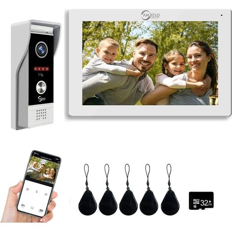 Caméra de sonnette vidéo 1080p avec écran tactile de 7", vision nocturne infrarouge, détection de mouvement (1/5)