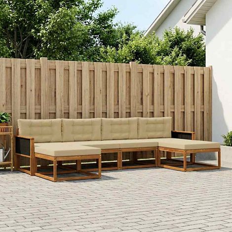 vidaXL Outdoor-Sofagarnitur 6 Stk. Natur und Beige (1/5)