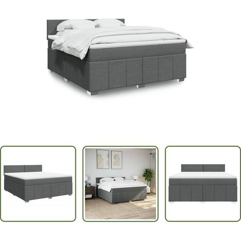 Matratze - Boxspringbett mit Matratze Dunkelgrau 180x200 cm Stoff (1/5)