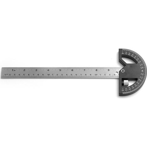 Protractor, Measuring and Marking Ruler for Carpentry, 300 mm Stainless Steel Ruler Tool for Woodworking, 0-180 ° Angle Finder for Measuring Painting Drawings MUMU (1/4)