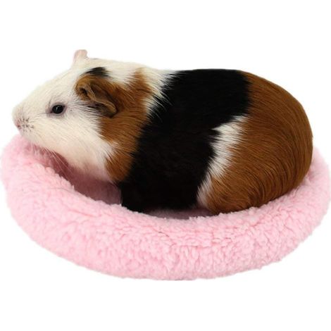 1pc Soft, Cozy Round Fleece Warm Hamster Bed Sleep Mat for Rat, Hedgehog, Squirrel, Guinea Pig, Small Animals (L, Pink)