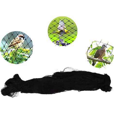 Filet Noir Anti-Oiseaux en Nylon – Protection pour Plantes, Arbres, Légumes, Jardin, Ferme et Verger, 15 x 7,5 m,de DEBUNS