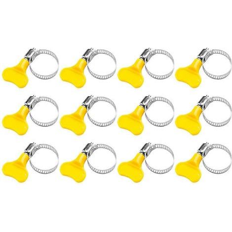 Set mit 12 verstellbaren Kunststoff-Schlauchschellen für flexible Wasser- und Ölschläuche – 2,5 cm – Gelb (1/4)