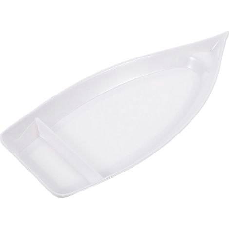 Plateau à sushis en forme de bateau, style japonais-26.00X11.80X2.70CM-White (1/4)