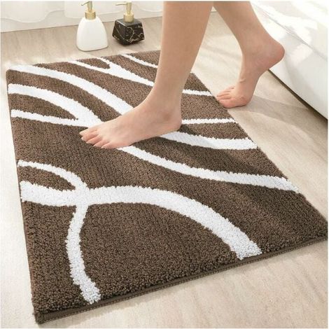 Brown Non-Slip Microfiber Bath Mat 50 x 80 cm Absorbent Soft Machine Washable Bath Mat for Bathroom YMYNY (1/4)