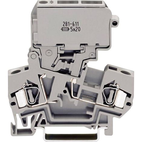 Bloc de jonction à fusibles WAGO 281-611 8 mm ressort de traction Affectation: L gris 1 pc(s) D27571 (1/2)