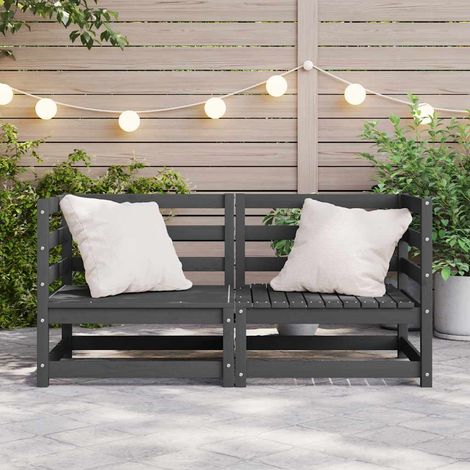 Lot de 2 Canapés d'angle de jardin, Canapé d'extérieur, Meuble de jardin, Gris Bois de pin massif OIB3158E (1/5)