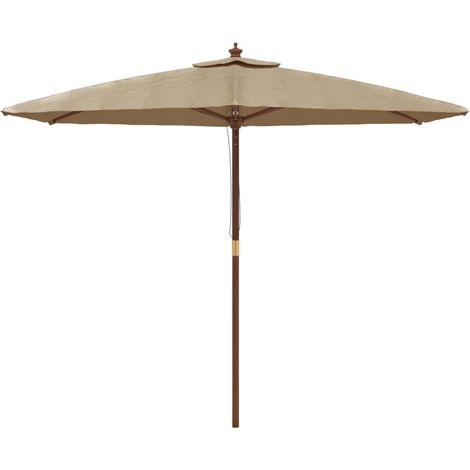 Mobiliario de jardín sombrilla con palo de madera 299 x 240 cm taupe 020008359 (1/5)