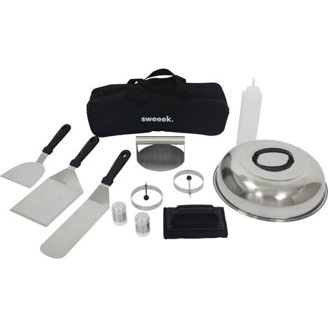 Pack accessoires barbecue. plancha. brasero 11 pièces. avec sac de transport noir