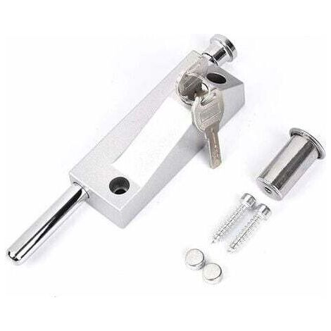 Serratura multifunzionale per porte - Per porte da garage - Serratura universale - Con 2 chiavi - Per uso interno ed esterno - Argento opaco