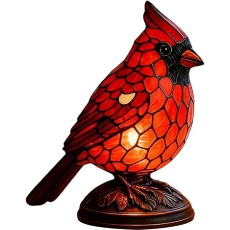 Lampes animaux pour adultes - Sculpture en résine rouge, lampe de table décorative en forme d'oiseau à lumière chaude, lampe de chevet artistique, décoration originale pour table de chevet, salon, cha (1/5)