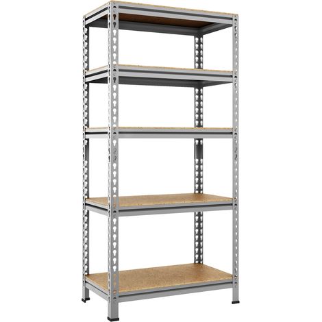 Yaheetech Rayonnage Etagères de Rangement Étagère Metallique Atelier/Garage/Cuisine Charge Lourde 130 kg par Niveau sans Boulons 150 x 70 x 30 cm/Gris Clair (1/5)