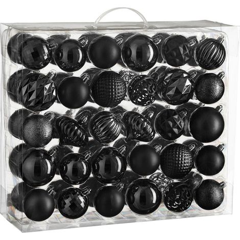 Lot de 60 Boules de Noël Incassables pour Sapin, Décoration en Polystyrène Recyclé Noir 7 cm - PANGIVO (1/3)