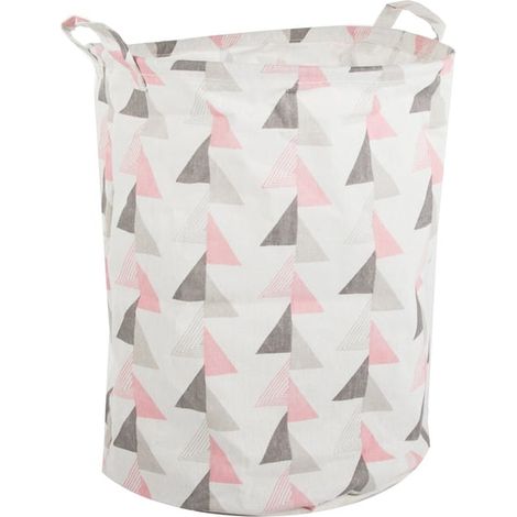Panier à linge pliable - 45 L - Triangle rose/gris (1/5)