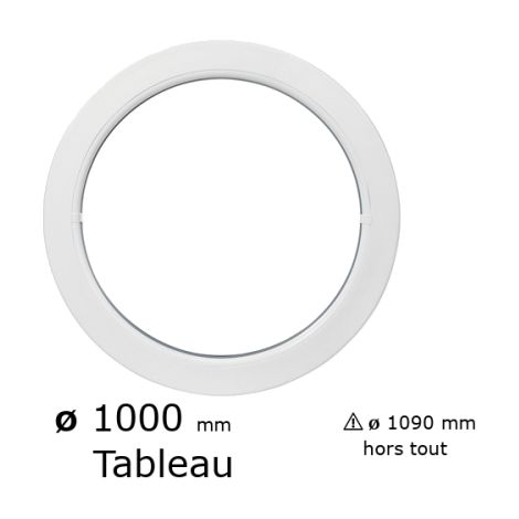 Fenêtre ronde fixe PVC vitrage clair diam. 100 cm tableau pour pose en neuf