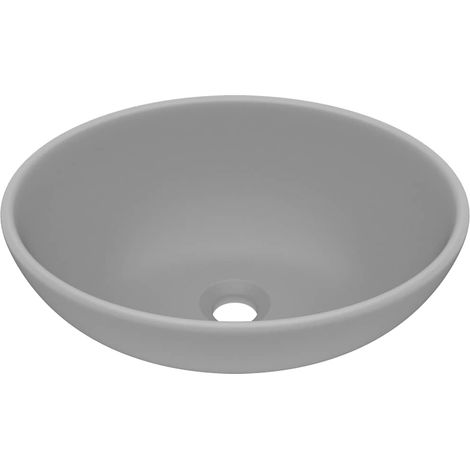 vidaXL Lavabo de lujo ovalado cerámica gris claro mate 40x33 cm (1/2)