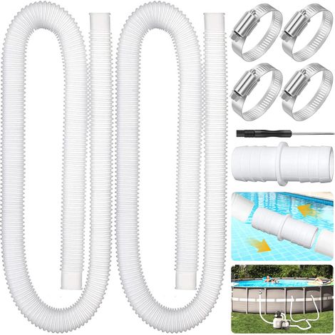 tuyau piscine 32mm 2Pcs 32mm Tuyau pour Piscine Hors Sol,tuyau de pompe filtre à sable piscine avec 4 colliers de serrage en métal,Tuyau de Piscine pour Piscines 150 cm Tuyau de Remplacement (1/5)