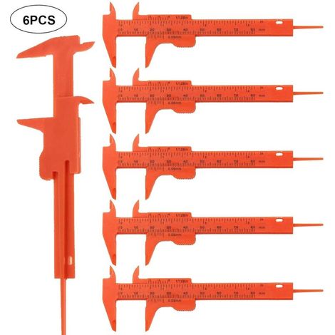 SABIR Pieds à Vernier en Plastique, 6Pcs Pieds à Vernier Petits Conviennent pour Mesurer du Jade des Boutons des Bijoux, Pieds à Coulisse Adopte la Conversion Métrique et Impériale Pieds à Coulisse(Or (1/5)