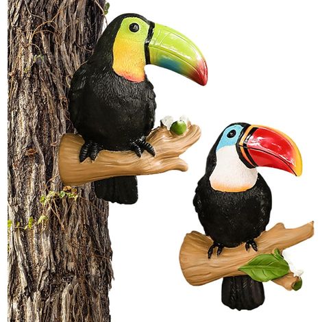 Statue de Perroquet - 2 Figurines Perroquet Extérieur - Sculpture Oiseau (1/5)