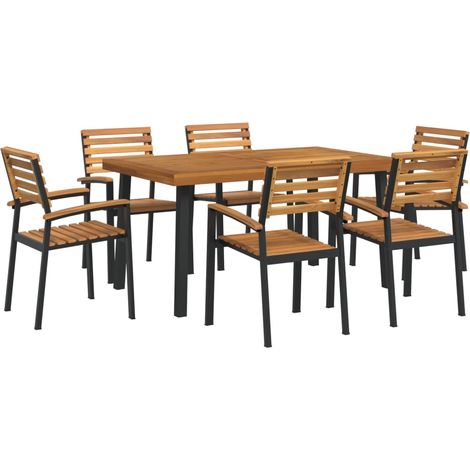 Maison Exclusive - 7-tlg. Garten-Essgruppe Massivholz Akazie und