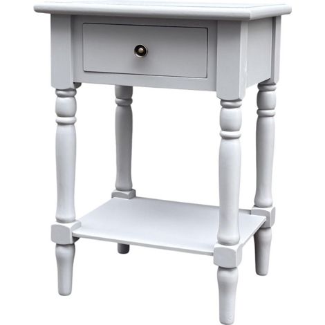 Single Drawers Side Table - L35 x W45 x H65 cm - White