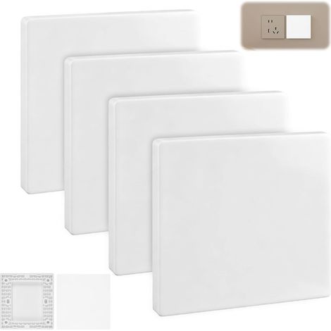 4 Pièces Cache Prise Murale, Cache Prise Electrique, Type 86 Obturateur Prise, Cache Interrupteur Mural, Plaques Murales Vierges pour Salle de Bain, Chambres, Cuisine, Extérieur, Blanc (1/5)