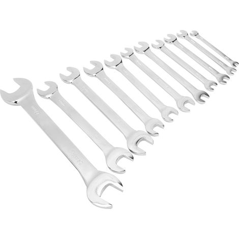 Lot de 11 clés mixtes à fourche et étoile, outils à main en acier, avec sac de rangement (1/5)